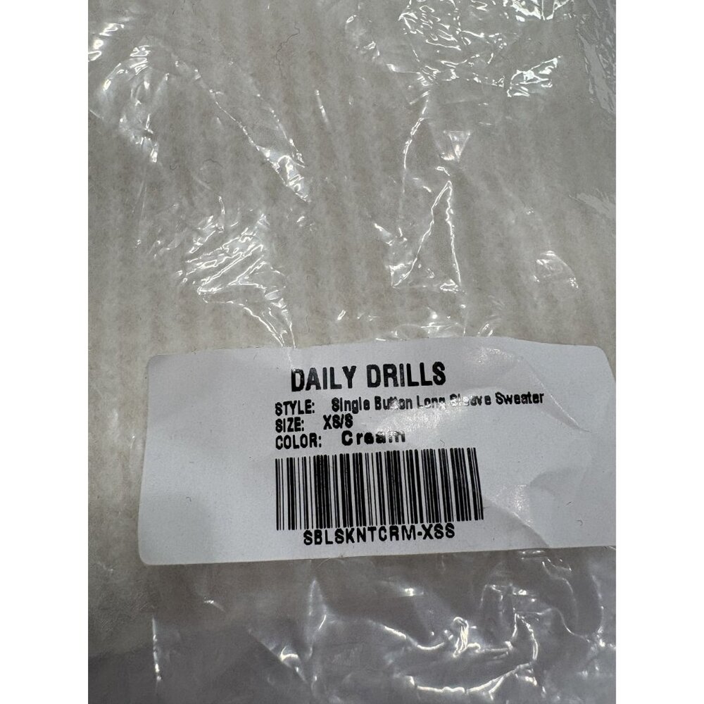Daily Drills Single Button Long Sleeve Sweater in Cream - Picture 5 of 5